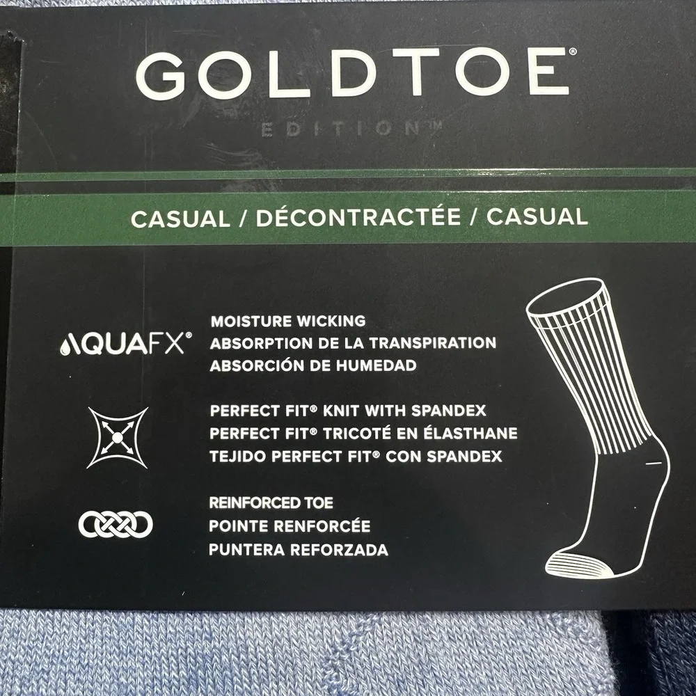 Gold Toe 12 Pair Mens Crew‎ Socks AquaFX Sz 6-12.5 Assorted Colors Casual Argyle